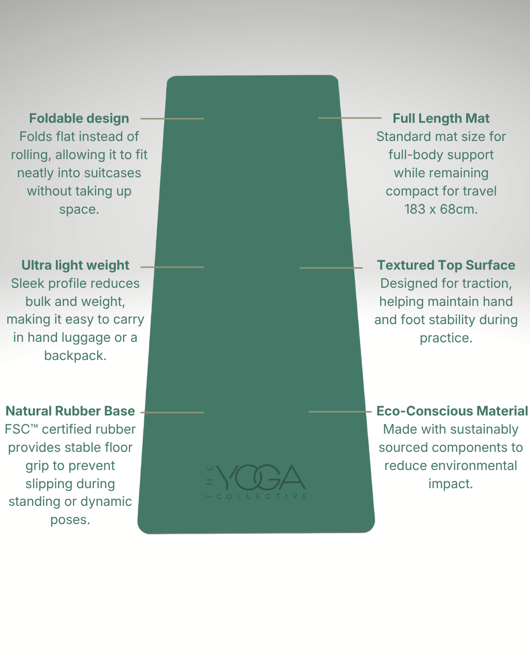The Yoga Collective Travel Yoga Mat 1.5mm Foldable Made With FSC™ Certified Rubber